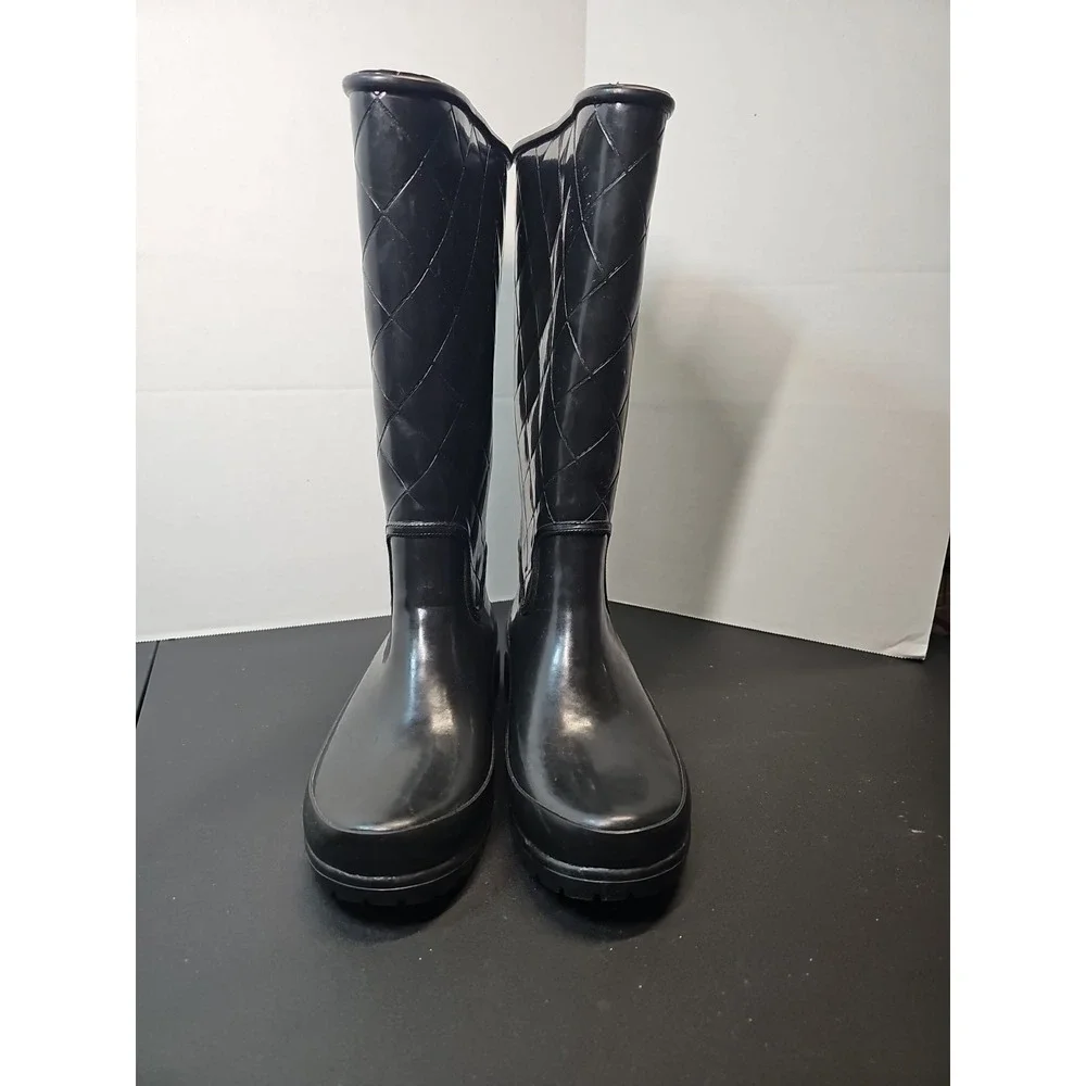 Sperry Top-Sider Pelican III Waterproof Black Quilted Rain Boots STS91093 Size 7